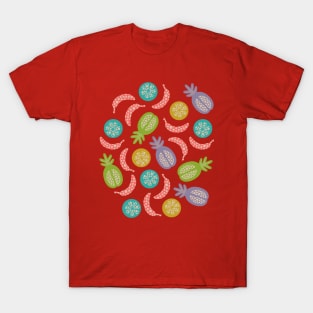 TROPICAL FRUITS WITH LOTSA DOTS in Mid-Century Vintage Colours - UnBlink Studio by Jackie Tahara T-Shirt